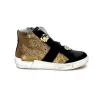 Meline Nkc 1151 Cuir Dore Et Daim Noir